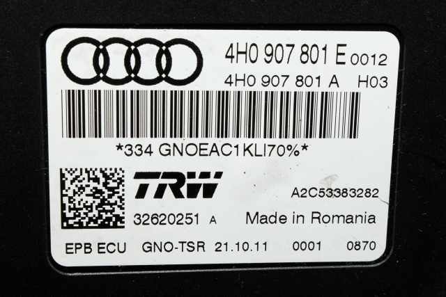 Styreenhet elektrisk parkbrems (EPB - Electric Parking Brake) til Audi A6 2011-2014 (Type IV, Fase 1) (C7) (C7) (VAG|4H0 907 801 E|)
