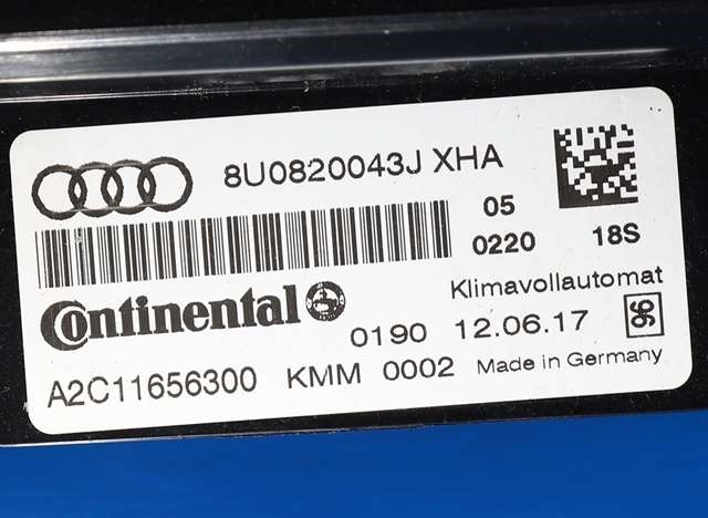 Varmeapparat betjening til Audi Q3 2015-2018 (Type I, Fase 2)  (VAG|8U0 820 043 J|)