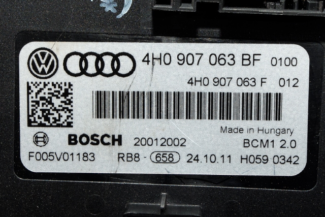 Styreenhet diverse til Audi A6 2011-2014 (Type IV, Fase 1) (C7) (C7) (BOSCH|F 005 V01 183|4H0 907 063 BF|)
