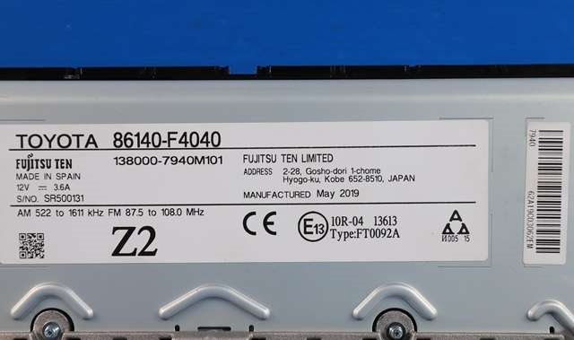Bilstereo navigasjon skjerm til Toyota C-HR 2016-->>  (TOYOTA|86140-F4040|)