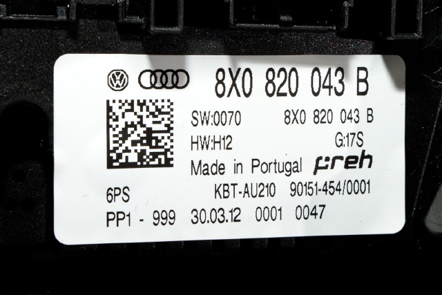Varmeapparat betjening til Audi A1 2010-2014 (Type I, Fase 1) (VAG|8X0 820 043 B|)