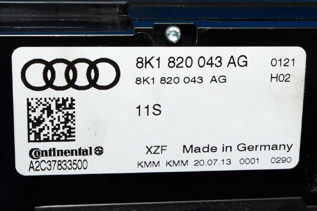 Varmeapparat betjening til Audi A4 2007-2014 (Type IV) (B8) (B8) (VAG|8K1 820 043 AG|)