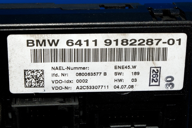 Varmeapparat betjening til BMW 1-Serie 2004-2011 (E81/E82/E87/E88) (E81/E82/E87/E88) (VDO|A2C53307711|64.11-9 182 287|)