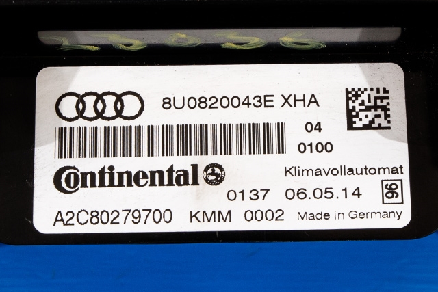 Varmeapparat betjening til Audi Q3 2011-2014 (Type I, Fase 1)  (CONTINENT|A2C80279700|8U0 820 043 E|)
