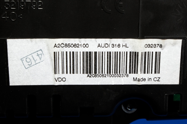 Instrumentpanel til Audi Q3 2011-2014 (Type I, Fase 1)  (VDO|A2C85062100|8U0 920 930 E|)