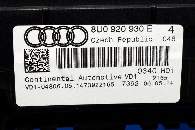 Instrumentpanel til Audi Q3 2011-2014 (Type I, Fase 1)  (VDO|A2C85062100|8U0 920 930 E|)