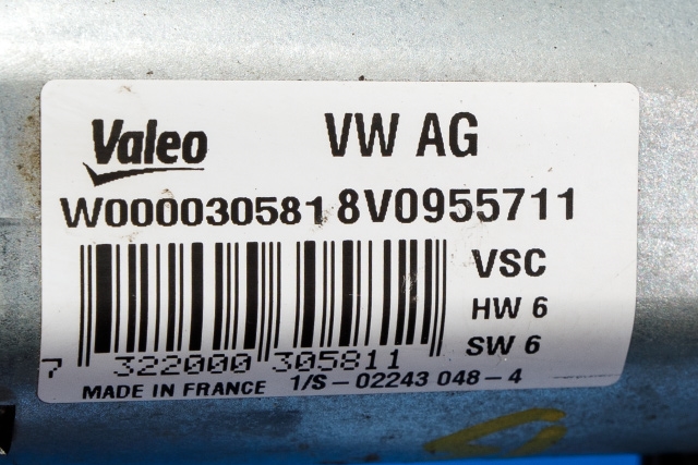 Viskermotor bakrute til Audi A3 2012-2016 (Type III, Fase 1)  (VAG|8V0 955 711|)