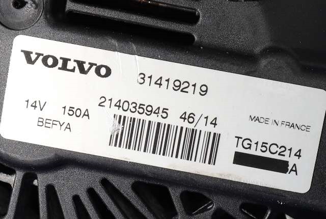 Dynamo diesel til Volvo V40 2012-2019 (VALEO|TG15C214|31419219. 14 VOLT - 150 AMP|)