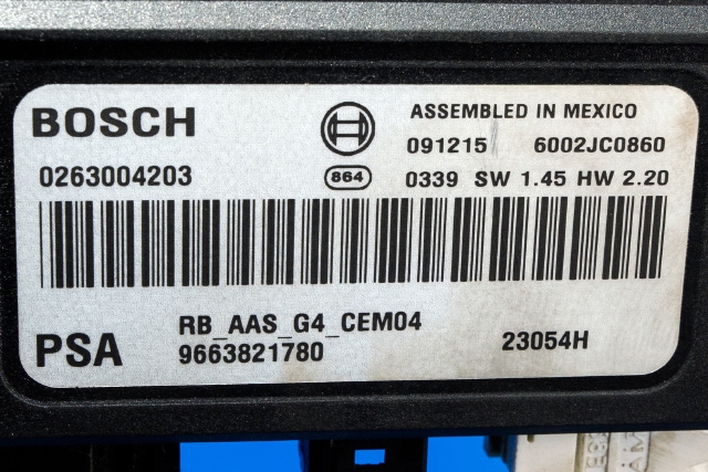 Styreenhet parkering til Peugeot 308 2007-2011 (Type I, Fase 1)  (BOSCH|0 263 004 203|96 638217 80|)