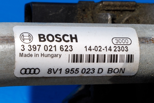 Viskermotor frontrute komplett m/overføring til Audi A3 2012-2016 (Type III, Fase 1) (VAG|8V1 955 023 D|)