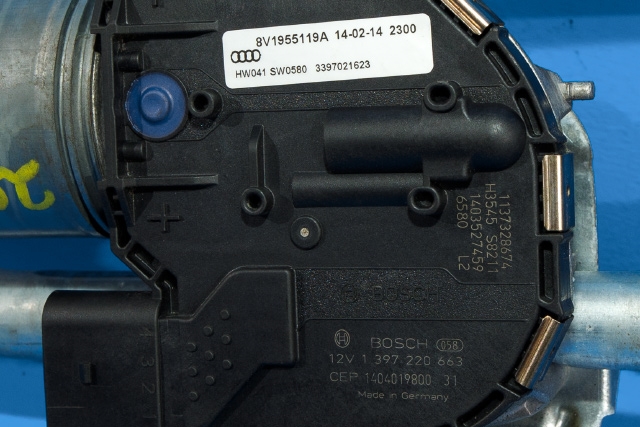 Viskermotor frontrute komplett m/overføring til Audi A3 2012-2016 (Type III, Fase 1) (VAG|8V1 955 023 D|)