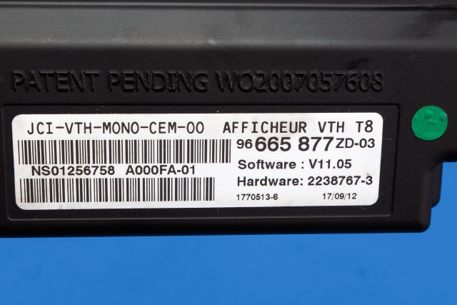 Instrument head-up display (HUD) til Peugeot 3008 2009-2016 (Type I) (PEUGEOT|96 665877 ZD|)