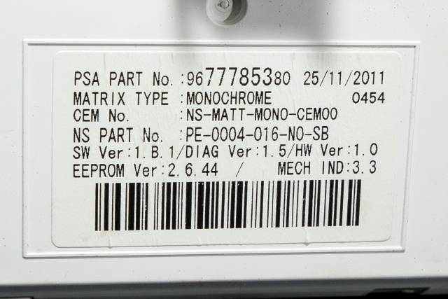 Instrumentpanel til Peugeot 3008 2009-2016 (Type I)  (YAZAKI|69189-980U|98 022605 80|)