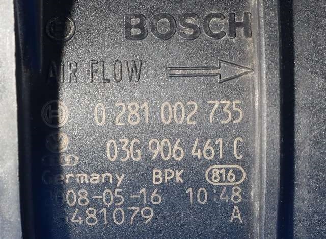 Luftmengde/luftmassemåler til VW Tiguan 2007-2011 (Type I, Fase 1) (BOSCH|0 281 002 735|03G 906 461 C|)