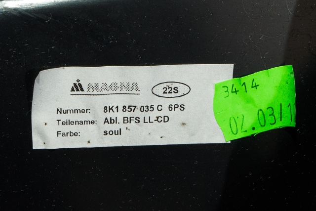 Hanskerom til Audi A4 2007-2014 (Type IV) (B8) (B8) (VAG|8K1 857 035 C|)