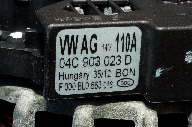 Dynamo til Škoda Citigo 2012-2019 (BOSCH|F 000 BL0 663|04C 903 023 D. 14 VOLT - 110 AMP|)