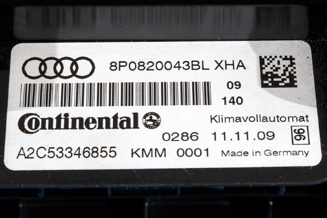 Varmeapparat betjening til Audi A3 2009-2012 (Type II, Fase 2)  (VAG|8P0 820 043 BL|)
