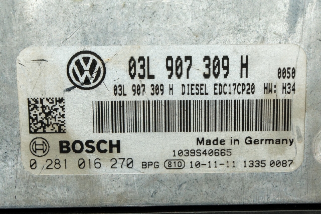 Styreenhet motor til VW Transporter / Caravelle 2009-2015 (Fase 2) (T5) (T5) (BOSCH|0 281 016 270|03L 907 309 H|)