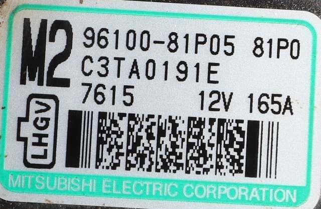 Dynamo til Suzuki Ignis 2016-->> (Type II)  (MITSUBISHI|C3TA0191E|96100-81P05. 12 VOLT - 165 AMP|)