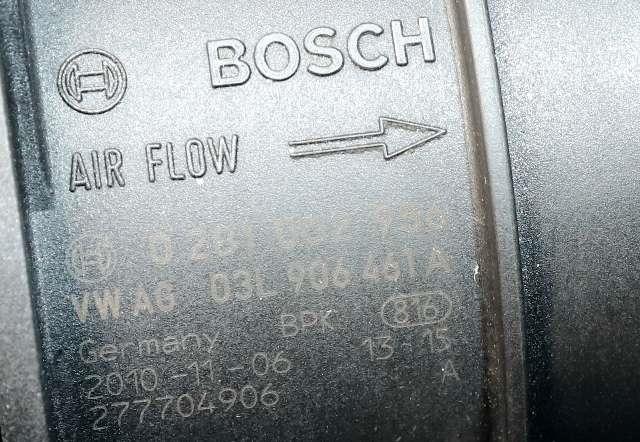 Luftmengde/luftmassemåler til VW Transporter / Caravelle 2009-2015 (Fase 2) (T5) (T5) (BOSCH|0 281 002 956|03L 906 461 A|)