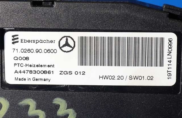 Varmeapparat register til Mercedes Sprinter 2018-->> (907/910) (907/910) (EBERSPACHR|71.0260.90.0600|A 447 830 08 61|)