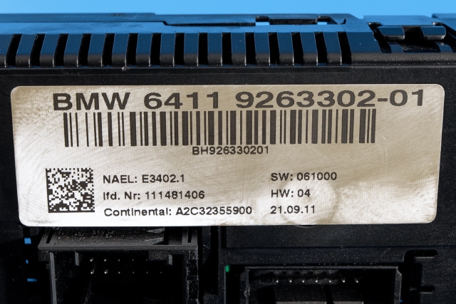 Varmeapparat betjening til BMW 3-Serie 2005-2011 (E90/E91/E92/E93) (E90/E91/E92/E93) (VDO|A2C32355900|9 263 302|)