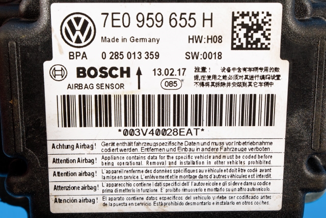 Styreenhet airbag hovedsensor til VW Transporter / Caravelle 2015-2019 (T6) (T6) (BOSCH|0 285 013 359|7E0 959 655 H|)