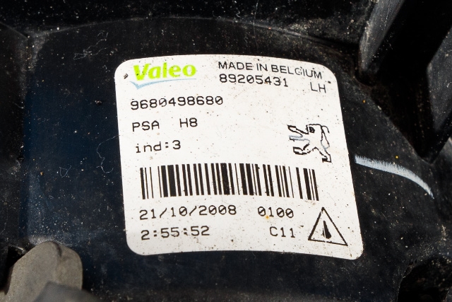 Tåkelykt venstre foran til Peugeot 308 2007-2011 (Type I, Fase 1)  (PEUGEOT|96 804986 80|)