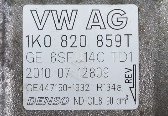 Aircondition kompressor til Škoda Yeti 2009-2013 (Fase 1)  (DENSO|447150-1932|1K0 820 859 T|)