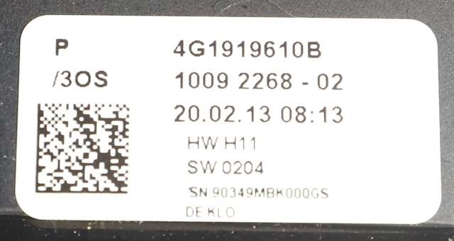 Bilstereo betjeningspanel til Audi A6 2011-2014 (Type IV, Fase 1) (C7) (C7) (VAG|4G1 919 610 B|)