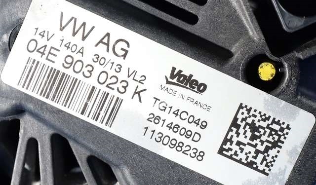 Dynamo til Škoda Octavia 2013-2016 (Type III, Fase 1)  (VALEO|TG14C049|04E 903 023 K. 14 VOLT - 140 AMP|)