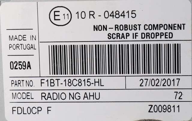Bilstereo til Ford Transit Connect 2013-2018 Type II, Fase 1 (FORD|F1BT-18C815-HL|)