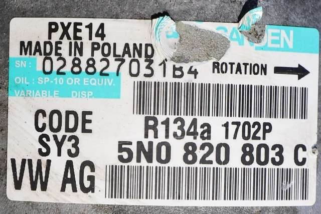 Aircondition kompressor til Škoda Octavia 2009-2013 (Type II, Fase 2)  (SANDEN|1702P|5N0 820 803 C|)