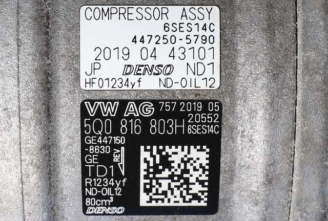 Aircondition kompressor til Škoda Octavia 2017-2020 (Type III, Fase 2) (DENSO|447250-5790|5Q0 816 803 H|)