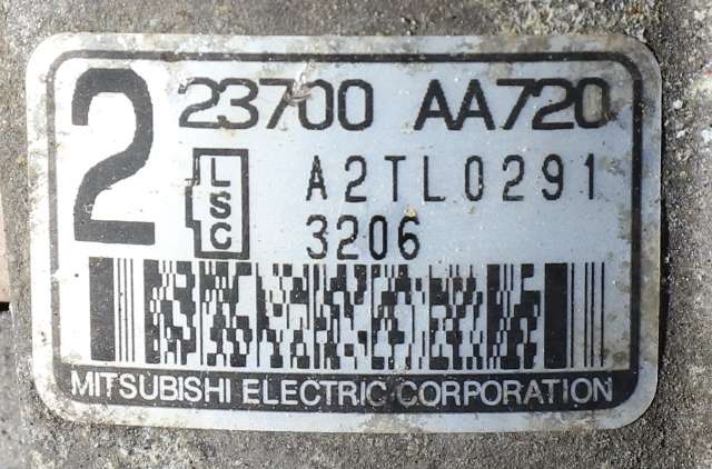 Dynamo til Subaru Impreza 2013-2017 (Type IV)  (MITSUBISHI|A2TL0291|23700-AA720. 14 VOLT - 110 AMP|)