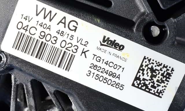 Dynamo til Škoda Yeti 2014-2017 (Fase 2)  (VALEO|TG14C071|04C 903 023 K. 14 VOLT - 140 AMP|)