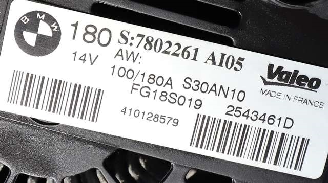 Dynamo diesel til BMW X1 2009-2015 (E84) (E84) (VALEO|FG18S019|7 802 261. 14 VOLT - 180 AMP|)