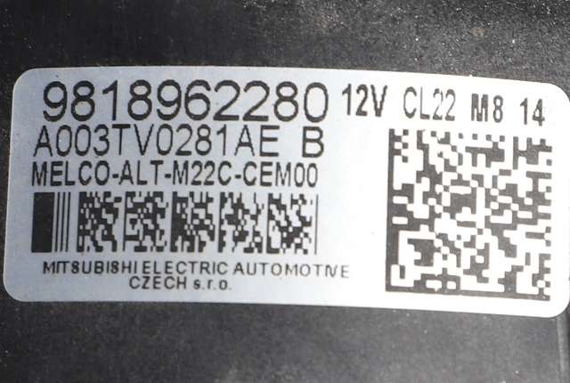 Dynamo diesel til Citroën Berlingo 2019-->> (Type III)  (MITSUBISHI|A003TV0281AE|98 189622 80. 12 VOLT - CL22|)