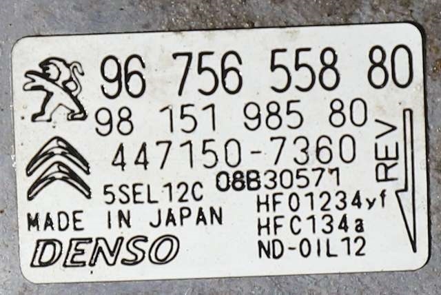 Aircondition kompressor til Citroën Berlingo 2019-->> (Type III)  (DENSO|447150-7360|96 756558 80|)