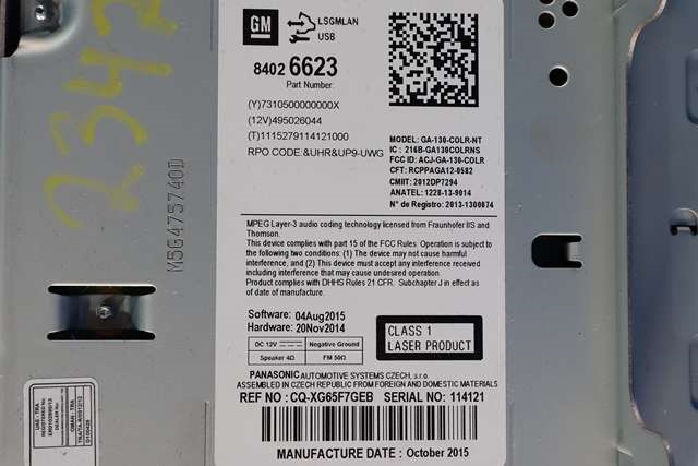 Bilstereo navigasjon spiller til Opel Meriva B 2010-2017  (GM|84 026 623|)