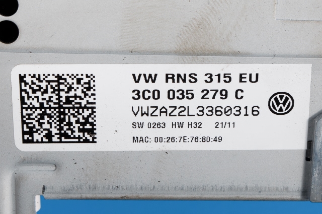 Bilstereo navigasjon til VW Tiguan 2011-2016 (Type I, Fase 2)  (VAG|3C0 035 279 C|)