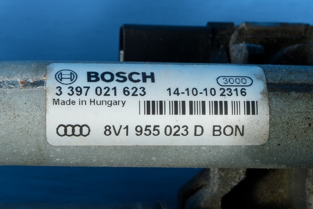 Viskermotor frontrute komplett m/overføring til Audi A3 2012-2016 (Type III, Fase 1)  (VAG|8V1 955 023 D|)
