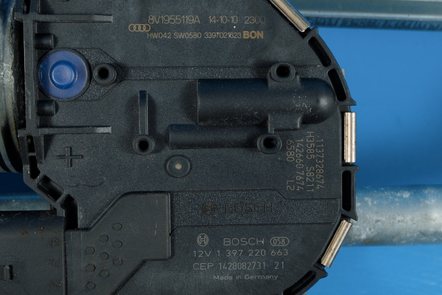 Viskermotor frontrute komplett m/overføring til Audi A3 2012-2016 (Type III, Fase 1)  (VAG|8V1 955 023 D|)