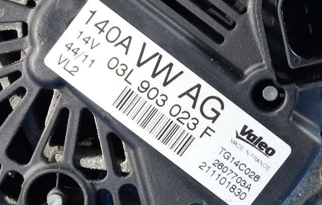 Dynamo diesel til VW Golf VI 2008-2012 (VALEO|TG14C026|03L 903 023 F. 14 VOLT - 140 AMP|)