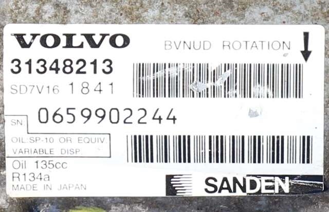 Aircondition kompressor til Volvo V70 2007-2013 (Type III, Fase 1) (SANDEN|1841|31348213|)