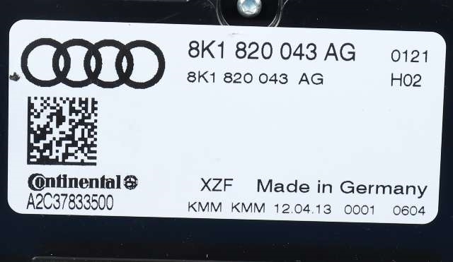 Varmeapparat betjening til Audi A4 2007-2014 (Type IV) (B8) (B8) (VAG|8K1 820 043 AG|)