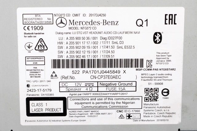 Bilstereo navigasjon til Mercedes GLC 2015-2022 (X253) (X253) (MERCEDES|A 205 900 50 36|)