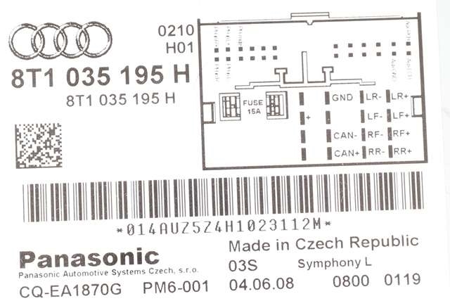 Bilstereo til Audi A4 2007-2014 (Type IV) (B8) (B8) (VAG|8T1 035 195 H|)