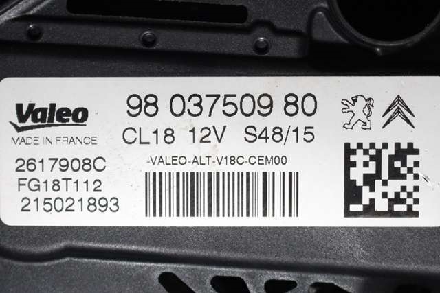 Dynamo diesel til Toyota Proace 2013-2016 (Type I) (VALEO|2617908C|98 037509 80. 12 VOLT - CL18|)