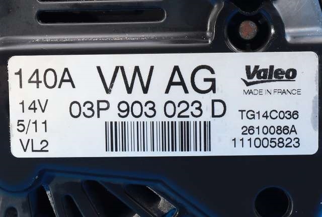 Dynamo diesel til VW Polo 2009-2014 (Type V, Fase 1) (VALEO|TG14C036|03P 903 023 D. 14 VOLT - 140 AMP|)
